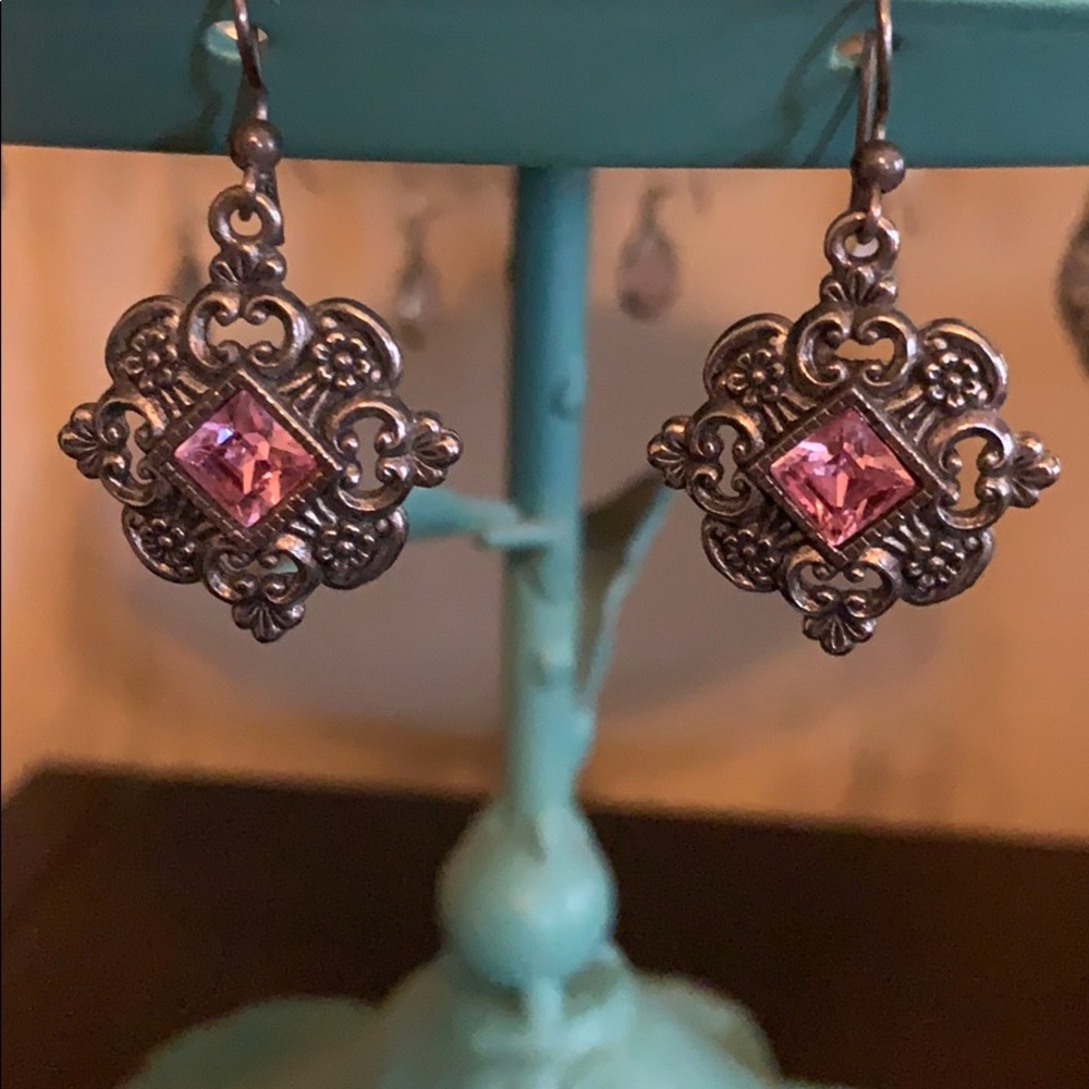 Pink and silver earrings